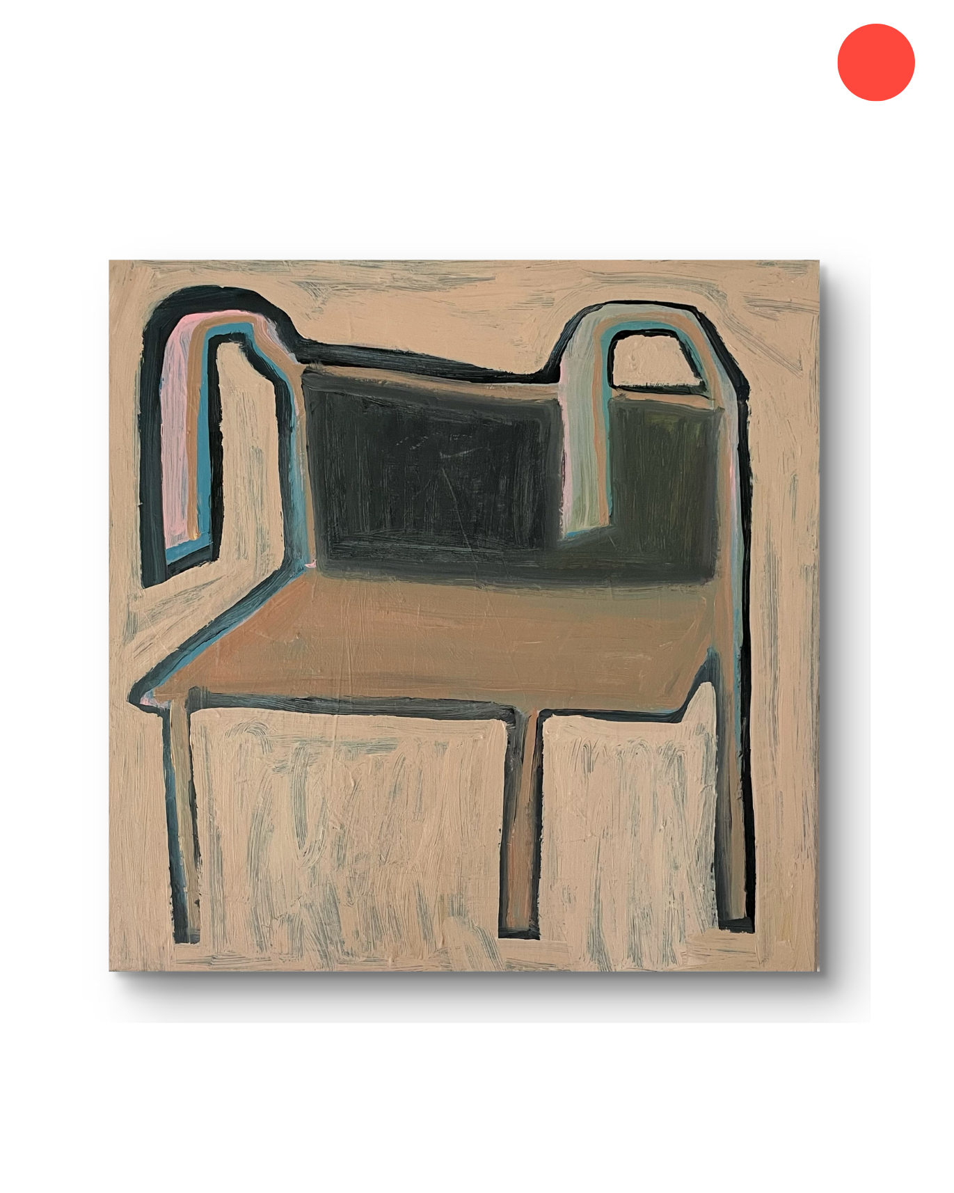 Abstract painting of a chair on a beige background