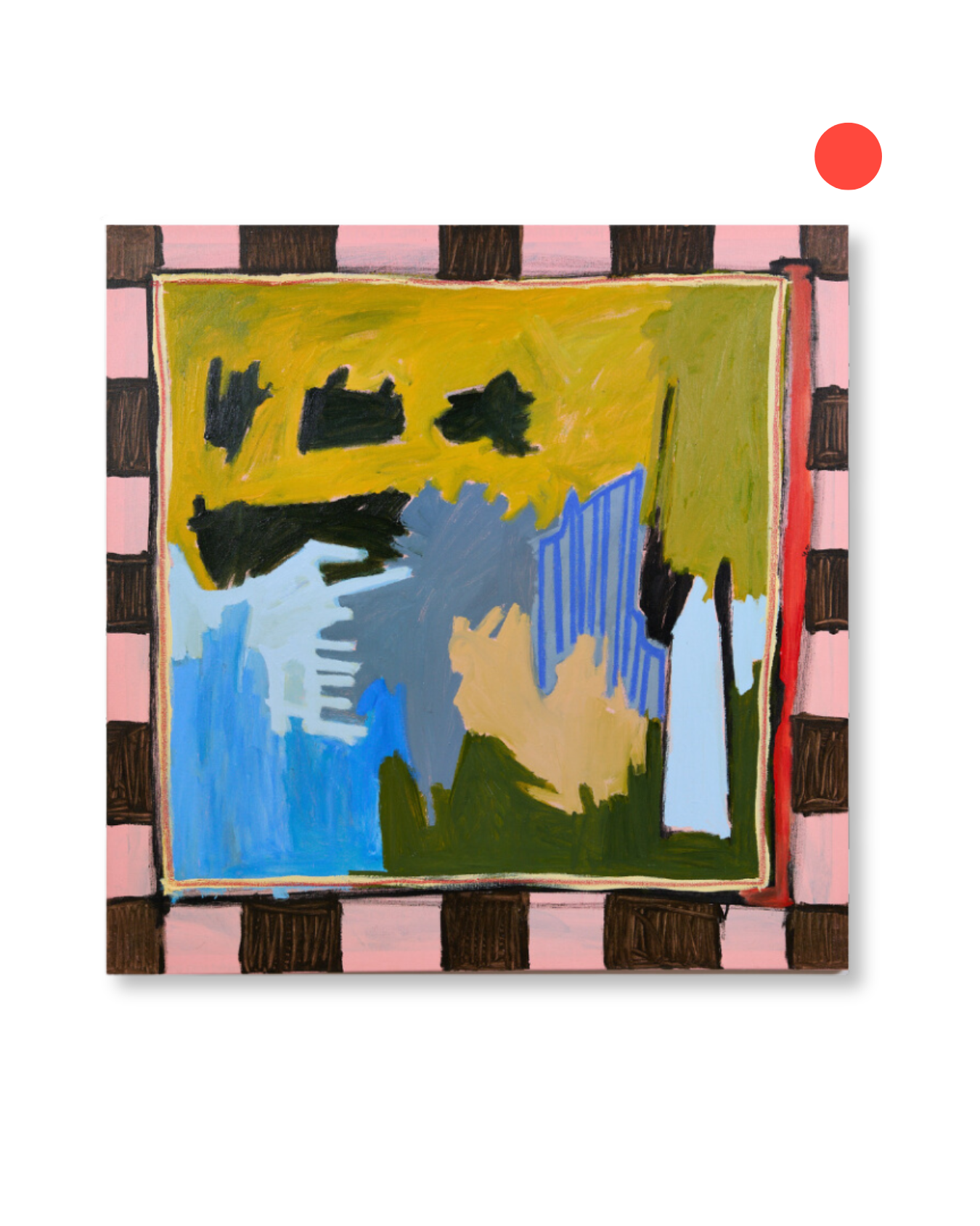 Sold painting, Pocket Full Of Rainbows by Marley Alvarez, abstract checkered vibrant colours.