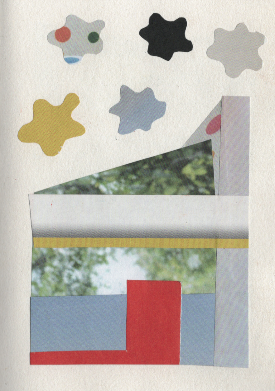 Colorful abstract art piece with geometric shapes on a white background