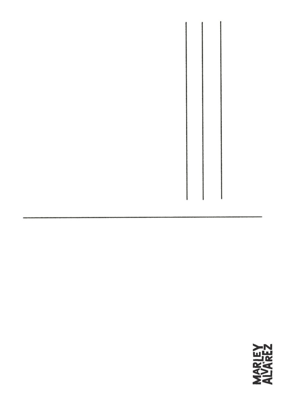 Back of postcard, Marley Alvarez Logo