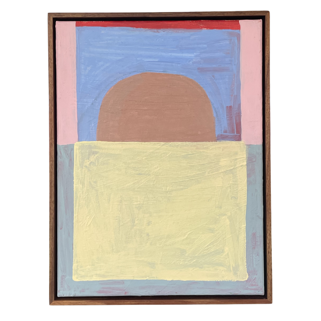Representation of a sunrise and sunset, geometric shapes painted and framed