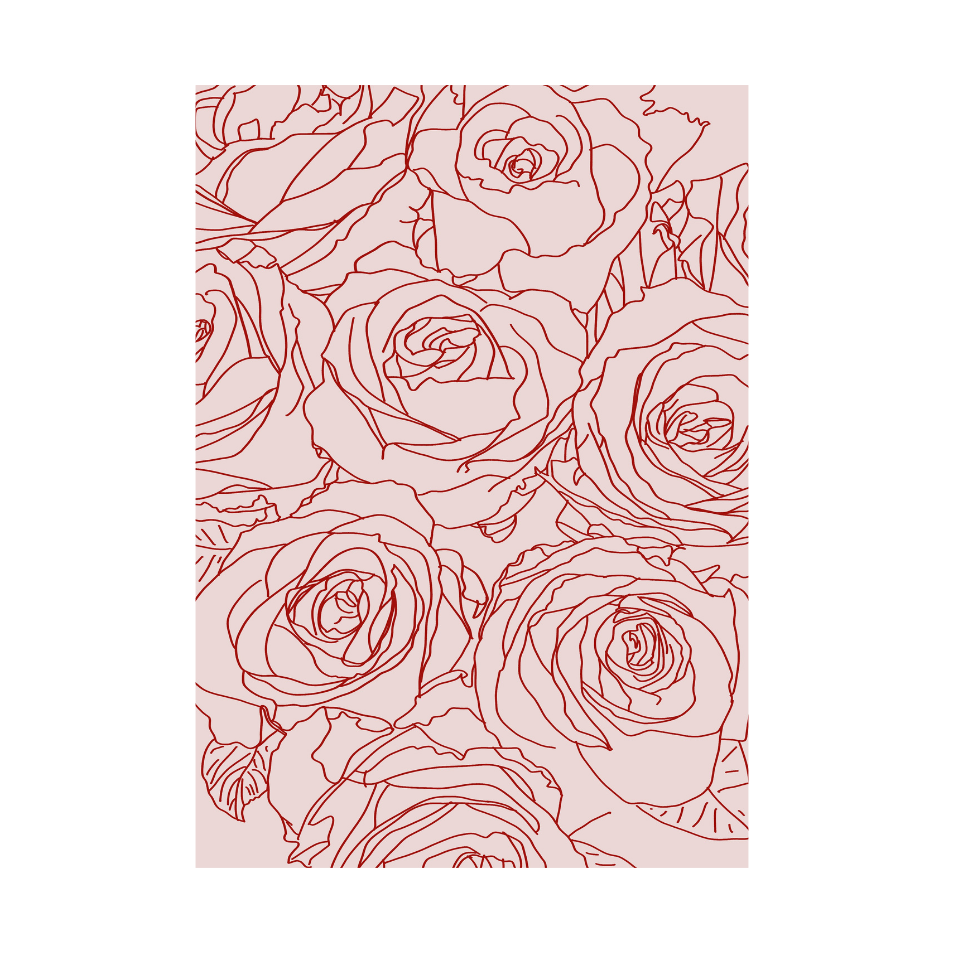 Outline of rose on a light pink background. From the Art Club Sticker Collection. Designed by Marley Alvarez