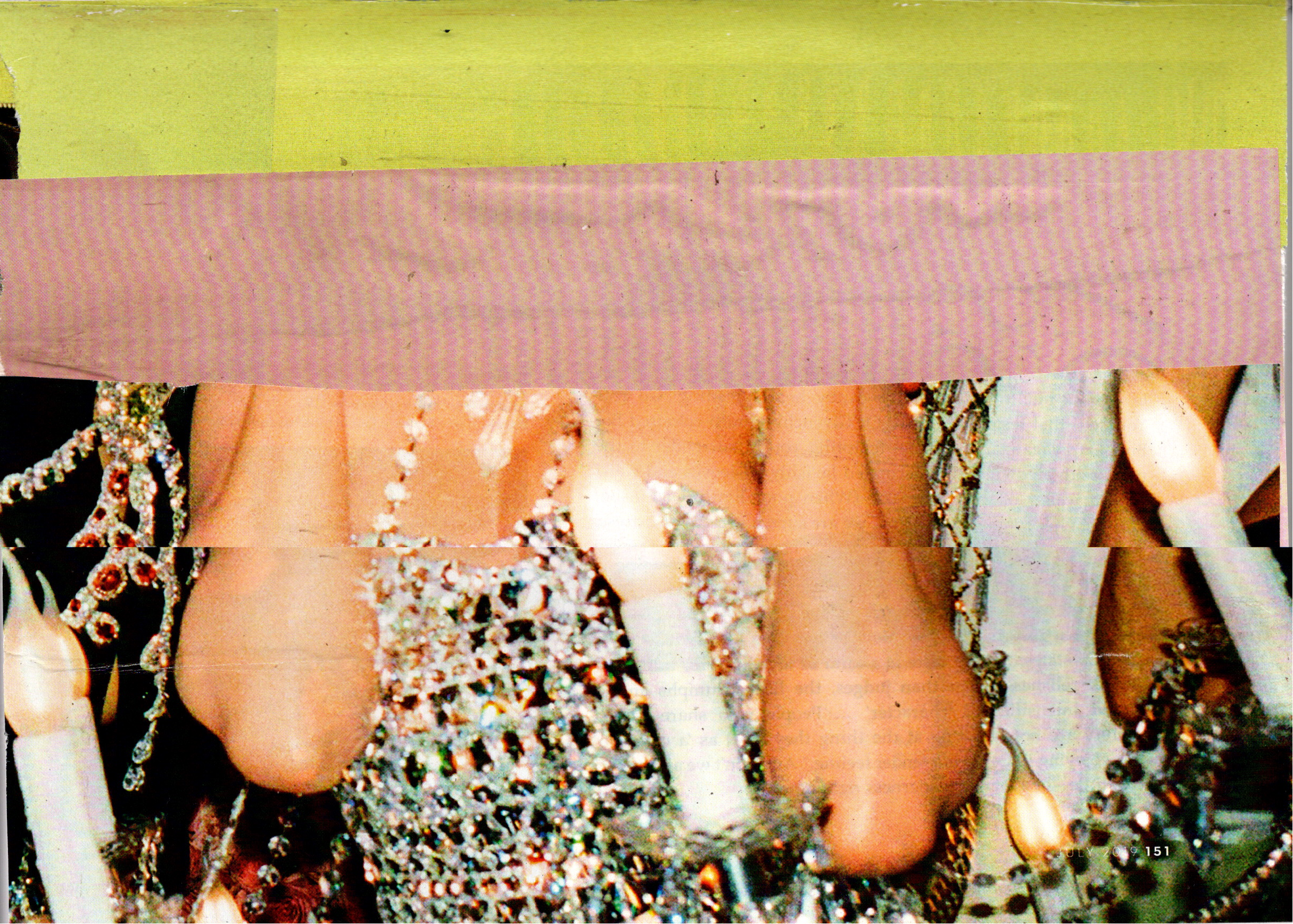 Collage of black and white hands, colorful horizontal stripes, and a festive scene with lights and decorations.